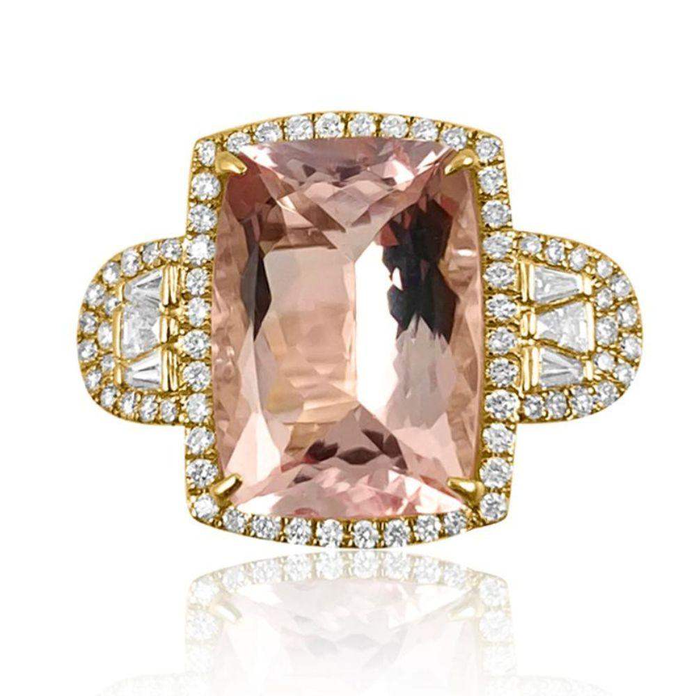 Morganite & Diamond Squared 18K Yellow Gold Rings – Adriana Fine Jewelry
