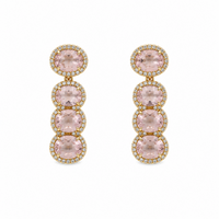 Morganite & Diamonds on 18K Yellow Gold Earrings