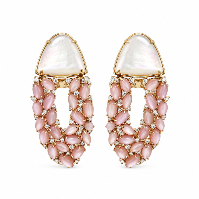 Mother of Pearl & Diamond Curtain Earrings