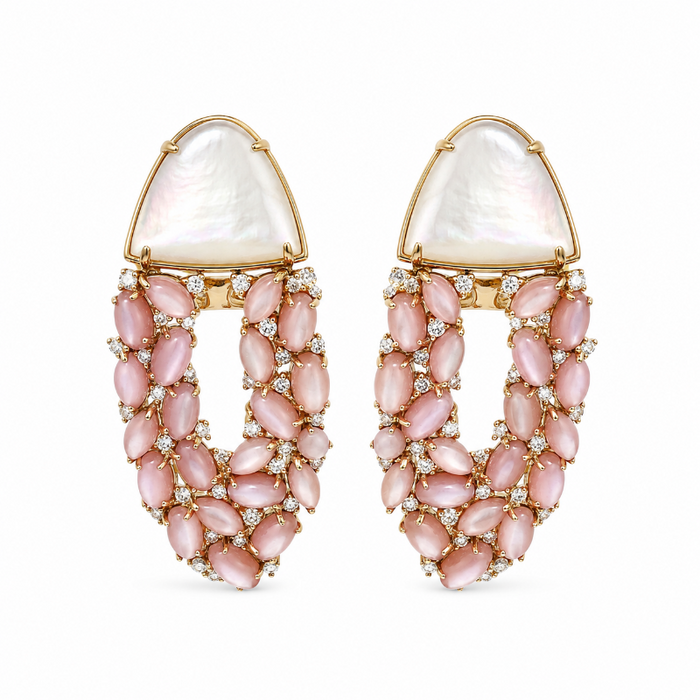 Mother of Pearl & Diamond Curtain Earrings
