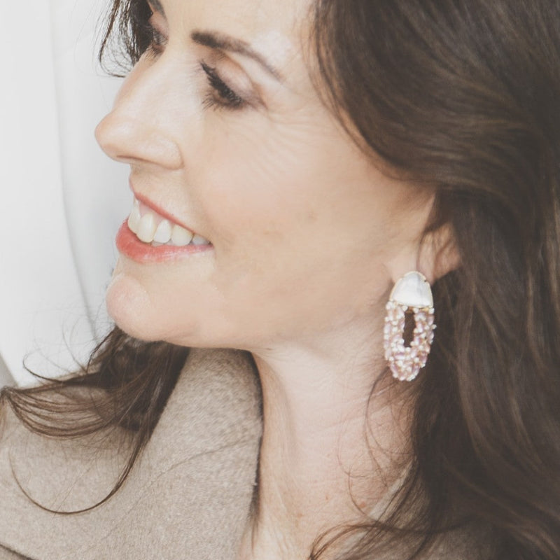 Mother of Pearl & Diamond Curtain Earrings