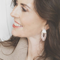 Mother of Pearl & Diamond Curtain Earrings