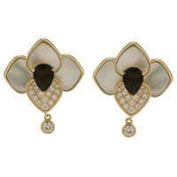 Set Lotus Mother of Pearl, Smokey Topaz Necklace & Earring