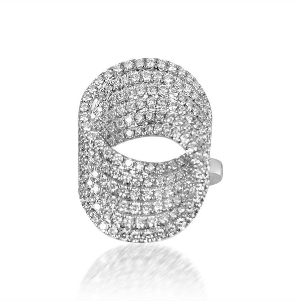 18K White Gold Multi Circles Diamond Ring, beautiful for special moments  18K White Gold Diamond: 1.22 ct