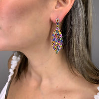 This pair of earrings are perfect for special occasions, this design gives the piece a unique touch.  Multi Sapphire with Diamond Oval Earrings