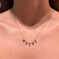 Multicolor Sapphire Arrows on 18K Yellow Gold Necklace