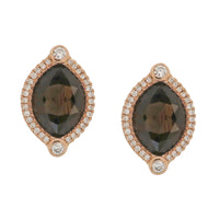 Oval Smoky Topaz & Diamond with Rose Gold Stud Earrings. Carefully curated into the Everyday Designs. 
