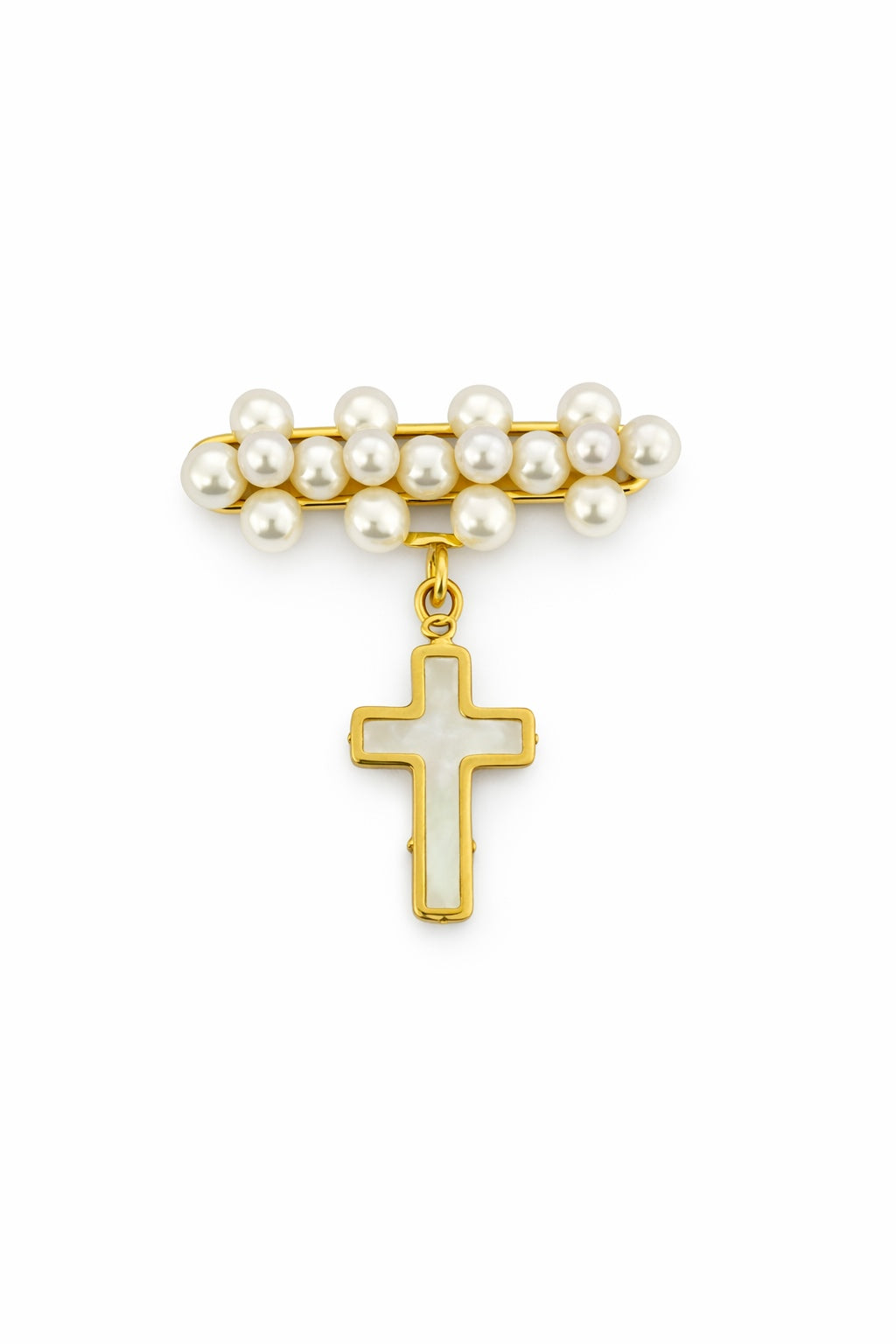 Collar de oro amarillo con cruz de diamantes
