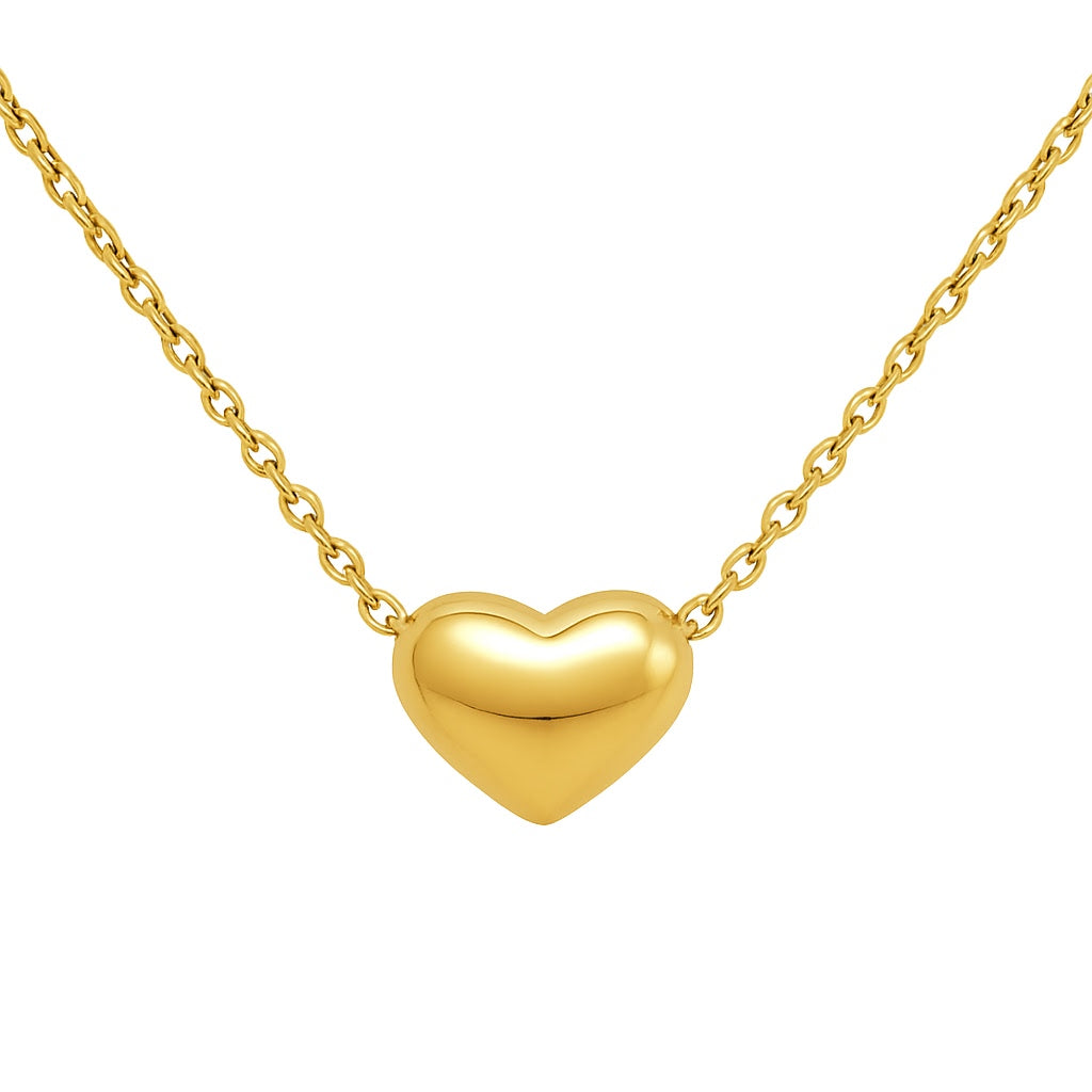 Small Heart Pendant on 14K Yellow Gold Necklace