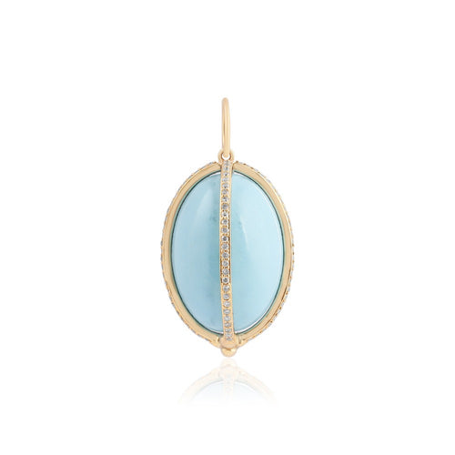 14K Yellow Gold Turquoise Charm