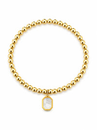 Brazalete con cuentas de oro amarillo con madreperla 