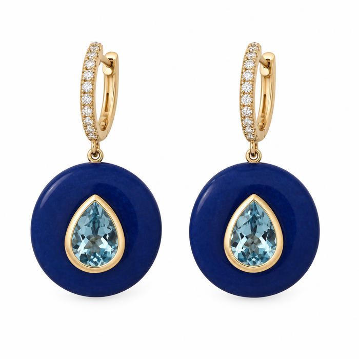 Lapis Lazuli with a Sky Blue Topaz Earrings
