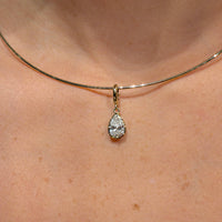 Pear Cut Lab Diamond on 14K Yellow Gold Charm