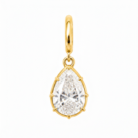 Pear Cut Lab Diamond on 14K Yellow Gold Charm