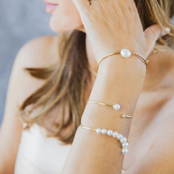 Pearl & Diamond Cuff Bangle