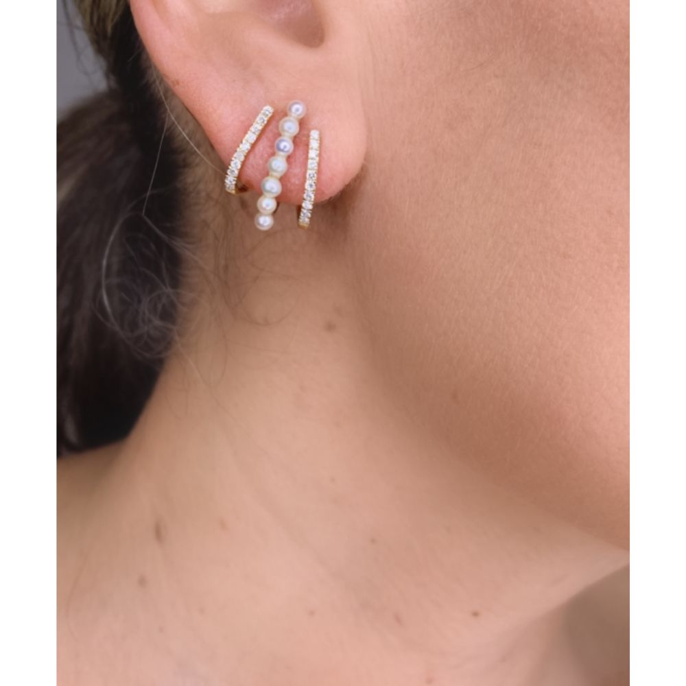 14K Yellow Gold with Pearls Hoop Earrings, elegant for everyday.