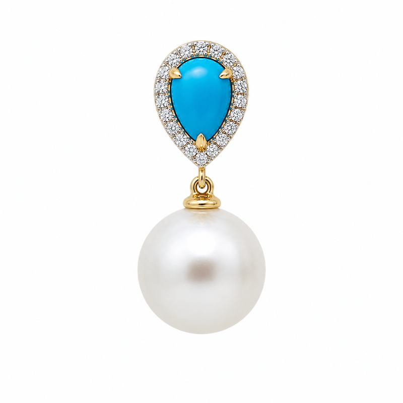 Pearl & Turquoise with Diamond Charm