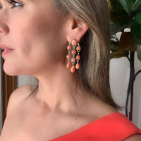 Pink Coral & Diamond Chandelier Earrings, beautiful and elegant.