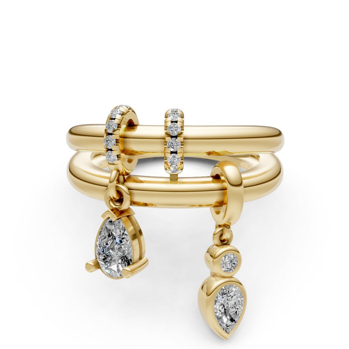 14K Yellow Gold & Diamond Charms Rings