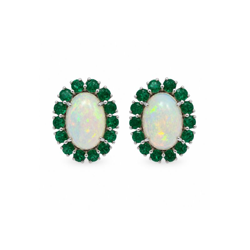 Opal & Emerald Oval Earrings
