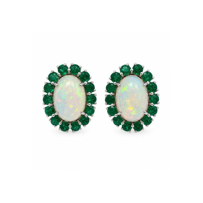 Aretes de ópalo con diamantes