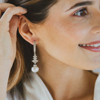 Round Pearl & Diamond Earrings