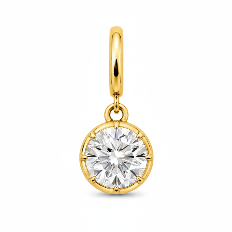 Round Cut Lab Diamond on 14K Yellow Gold Pendant