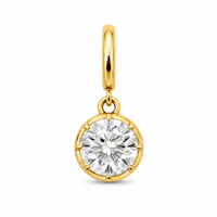 Round Cut Lab Diamond on 14K Yellow Gold Pendant