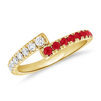 Ruby & Diamond Wrap with 14K Yellow Gold Rings  14K Yellow Gold weight: 2.79 grams 12 Diamond: 0.33ct 12 Ruby: 0.44ct