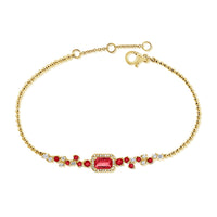 Ruby Vine with Pellet Chain Bracelets  14K Yellow Gold: weight 4.55 grams 11 Ruby: 1.15 ct 34 Diamond: 0.39 ct