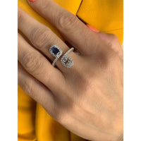 Sapphire & Diamond Baguette Square with 14K White Gold Rings.