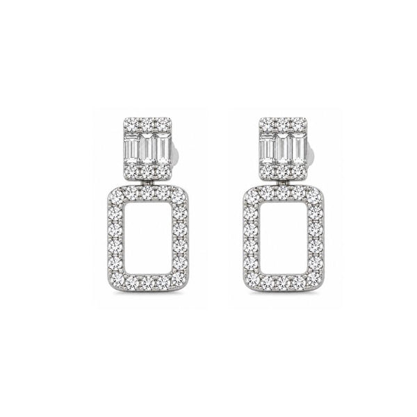 Three in One Unique 14K White Gold Earrings