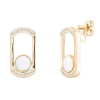 Conjunto aretes y collar de Madreperla con oro amarillo y diamantes