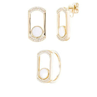 Conjunto aretes y collar de Madreperla con oro amarillo y diamantes