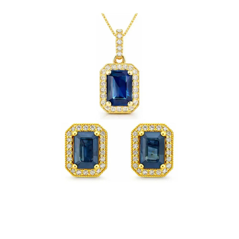 Set Sapphire and Diamond Necklace & Earrings