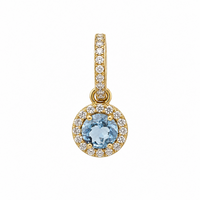 Set of 18K Yellow Gold Aquamarine & Diamonds Pendant & Earrings