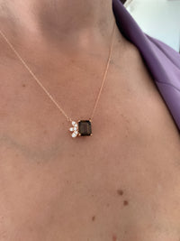 Smokey Topaz & Diamond Leaf Pendant  with 18K Rose Gold Necklace. Carefully curated into the Everyday Designs. 