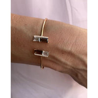 18K Yellow Gold Smoky & White Topaz with Diamond Cuff  Bracelets