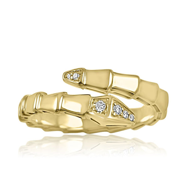 Snake Coil & Diamond Head with 14K Yellow Gold Rings.