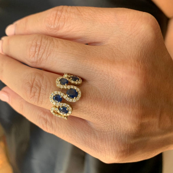 Snake Diamond & Sapphire Ring