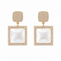 Squared Mother of Pearl on 14K Yellow Gold Earrings