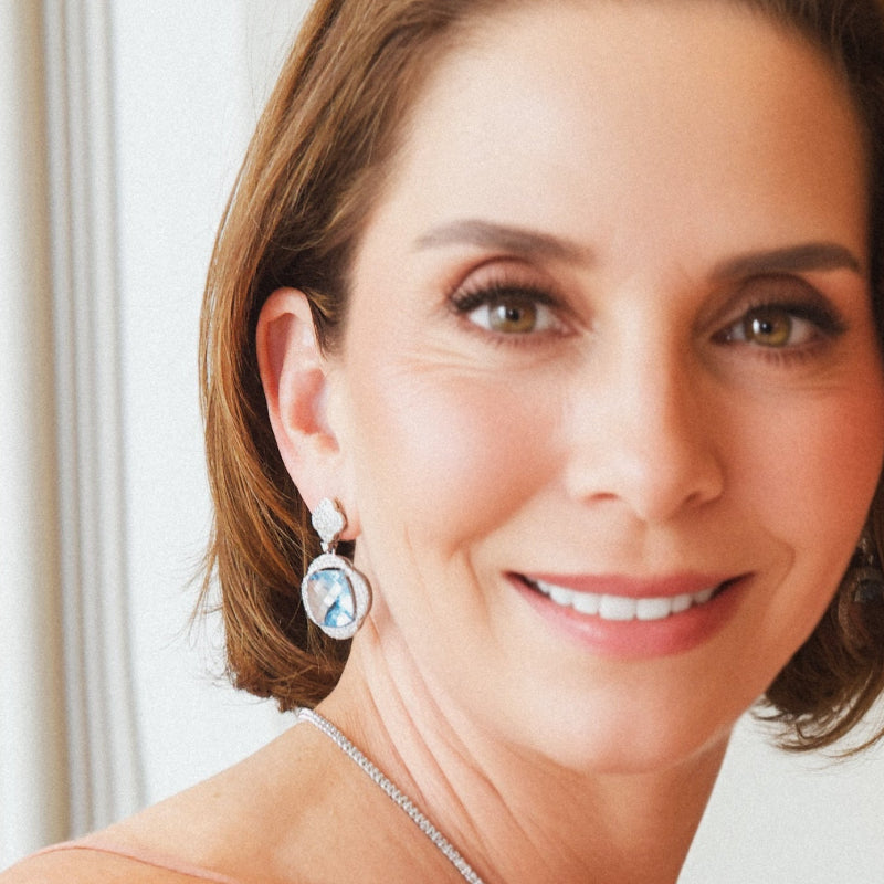 Swiss Blue Topaz & Diamond Earrings