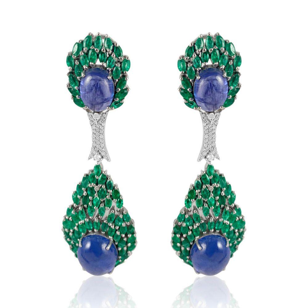 Tanzanite Cabochon Emerald Marquise Peacock Earrings, Fine jewelry, near me in San Diego, Earrings 14K Yellow Gold, 18k Gold, custom-made jewelry, jewelry store near me in San Diego, pearls, rubi, sapphire, emerald, gold earrings for women, New York, Misisipi, California, Florida, Georgia, Hermosillo, Monterrey, Carolina del Sur, Connecticut, Texas, Maryland, Alabama, Carolina del Norte, Adriana Fine Jewelry Online Shop, Buy gemstones, permanent jewelry in San Diego