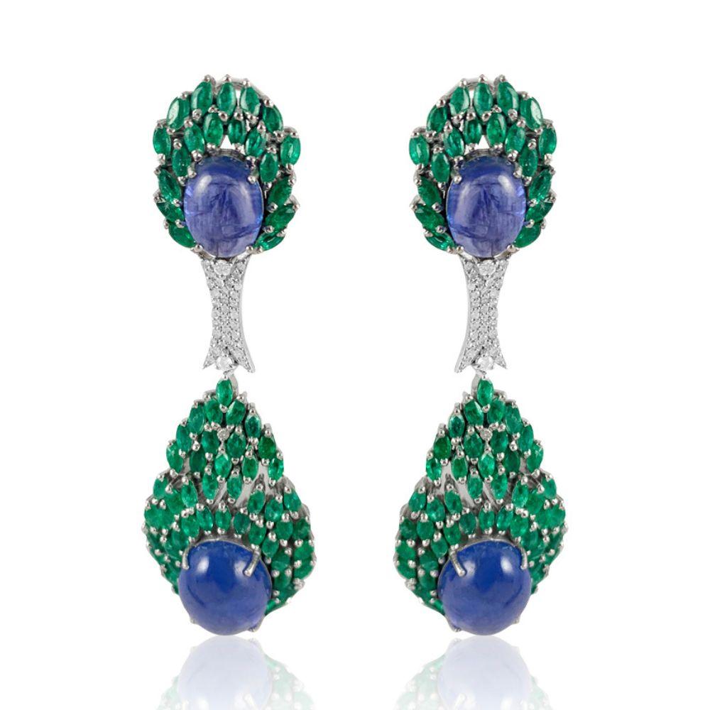 Tanzanite Cabochon Emerald Marquise Peacock Earrings, Fine jewelry, near me in San Diego, Earrings 14K Yellow Gold, 18k Gold, custom-made jewelry, jewelry store near me in San Diego, pearls, rubi, sapphire, emerald, gold earrings for women, New York, Misisipi, California, Florida, Georgia, Hermosillo, Monterrey, Carolina del Sur, Connecticut, Texas, Maryland, Alabama, Carolina del Norte, Adriana Fine Jewelry Online Shop, Buy gemstones, permanent jewelry in San Diego