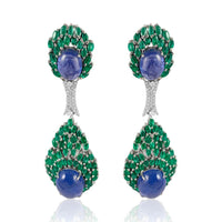 Tanzanite Cabochon Emerald Marquise Peacock Earrings, Fine jewelry, near me in San Diego, Earrings 14K Yellow Gold, 18k Gold, custom-made jewelry, jewelry store near me in San Diego, pearls, rubi, sapphire, emerald, gold earrings for women, New York, Misisipi, California, Florida, Georgia, Hermosillo, Monterrey, Carolina del Sur, Connecticut, Texas, Maryland, Alabama, Carolina del Norte, Adriana Fine Jewelry Online Shop, Buy gemstones, permanent jewelry in San Diego