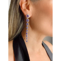 Tanzanite Sugarloaf & Diamond Long Earrings