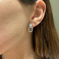 Aretes tres diseños en uno de oro blanco 14 quilates