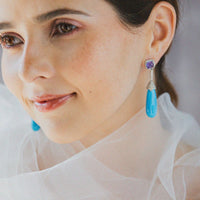 Turquoise Drop & Tanzanite Earrings