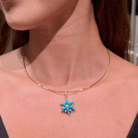 Flower Tourquoise & Diamonds Pendant