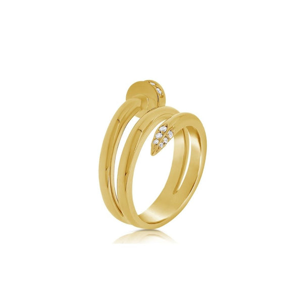 Twisted End Diamond in 14K Yellow Gold Rings. Elegant and Modern for everyday.  14K Yellow Gold weight: 7.71 grams 14 Diamonds: 0.16 ct